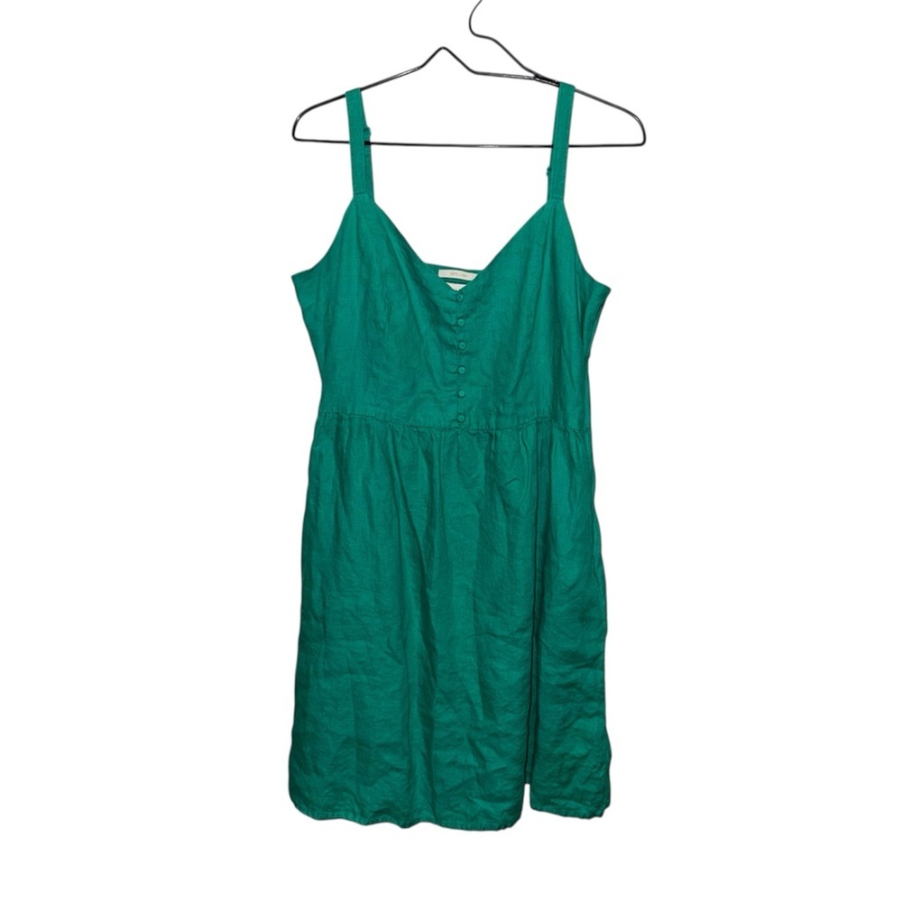 Cynthia Rowley Vibrant Green Spaghetti Strap Linen Mini Dress